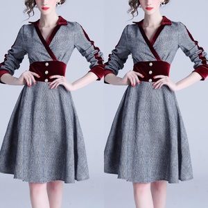 Gray Glenn Plaid Button Accent A Line Dress